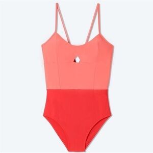 NWT Summersalt Swan Dive One Piece Swimsuit Coral Vitality Size 14